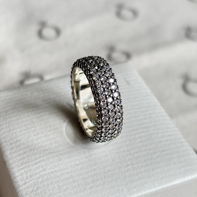 PANDORA S925 ALE Sparkling Triple Row Pave CZ Ring With Box