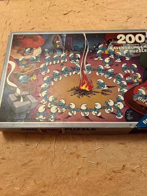 Puzzle Ravensburger Les Schtroumpfs Feu De Camp 200 Pièces Complet Vintage 1983