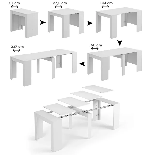 Tavolo allungabile fino a 237 cm salvaspazio moderno consolle soggiorno cucina 3