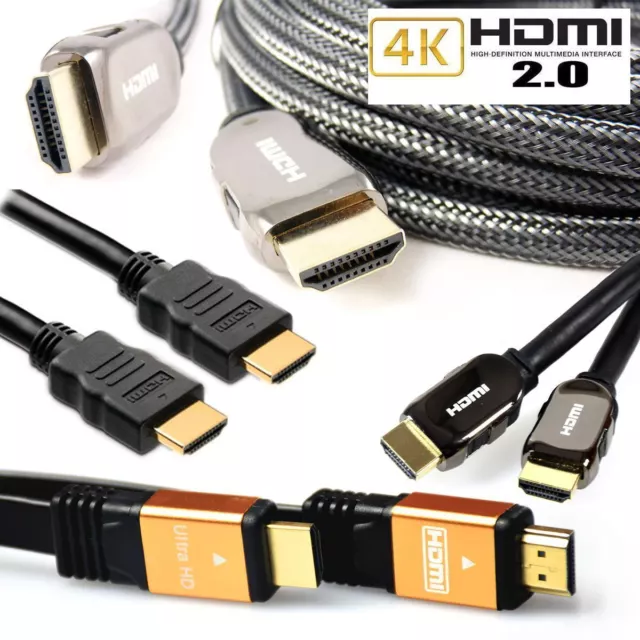 Cable HDMI V2.0 Premium y Plano HDTV 1080P 3D 4K Ultra HD ARC CES 2160p Plomo 60Hz