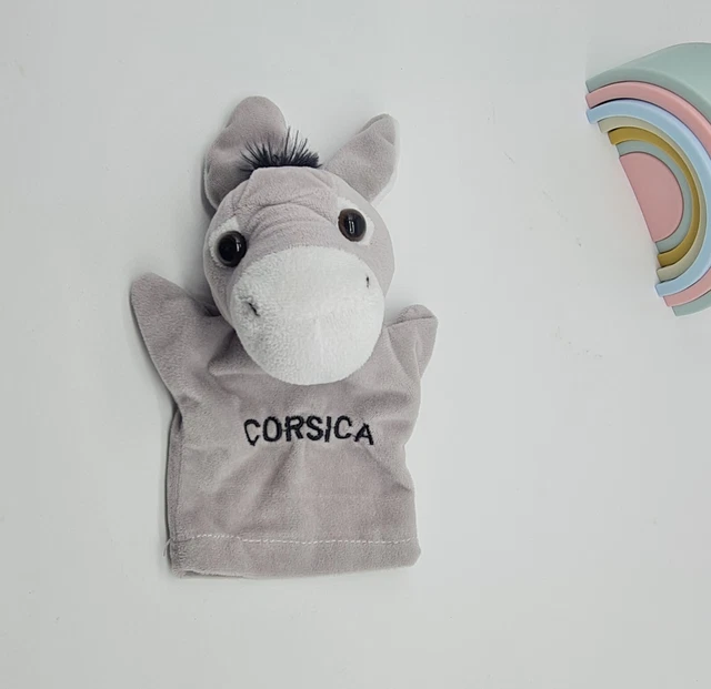 36 - Doudou Plat Peluche Marionnette Gris Corsica Corse  Neuf