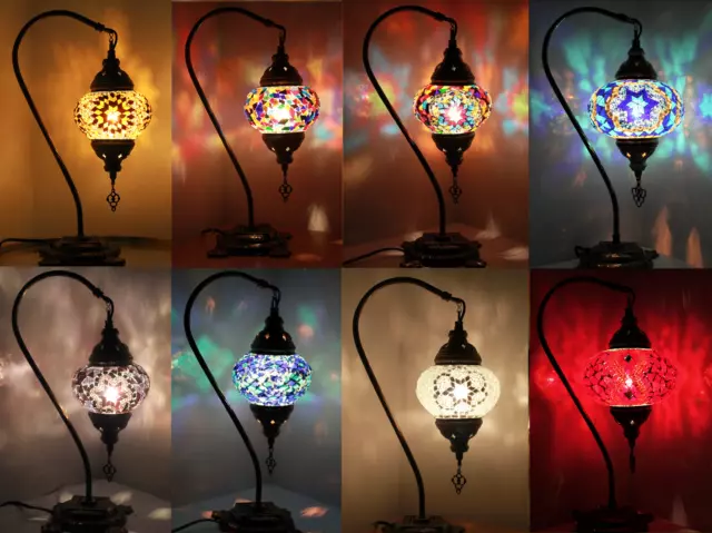 1000+ SOLD FREE LED BULB Turkish Moroccan Colourful Glass Light Desk Table Lamp