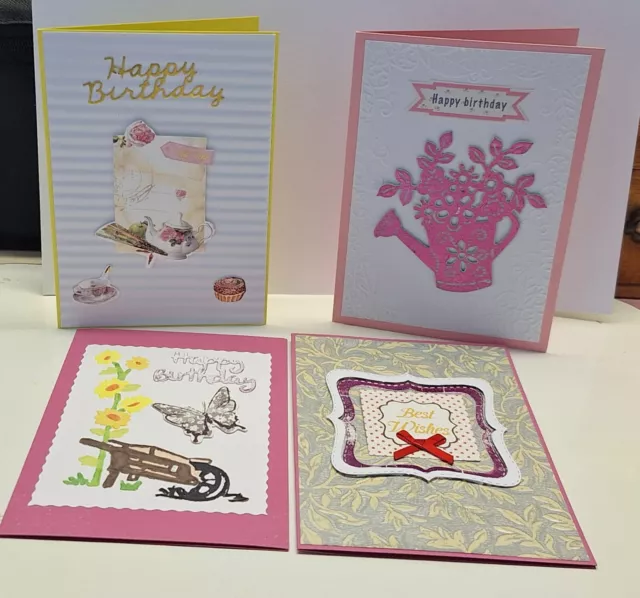 pack of 4 handmade birthday cards