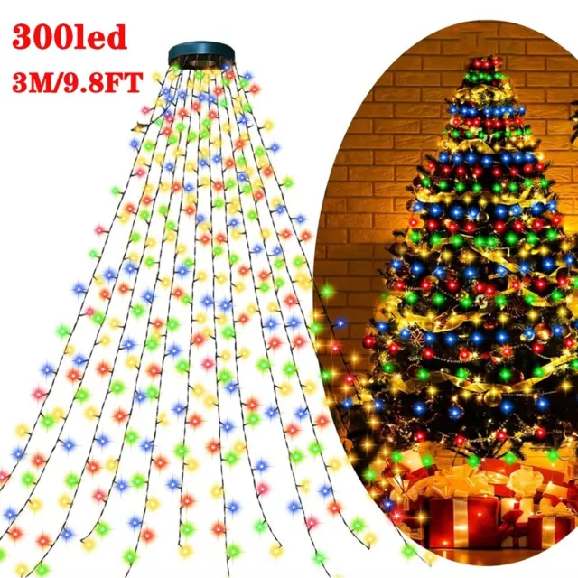 300LED Christmas Tree Waterfall Lights Fairy String Outdoor Waterproof Decor RGB