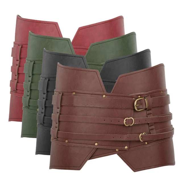 Réglable moyen âge large ceinture PU pour femmes hommes fantaisie