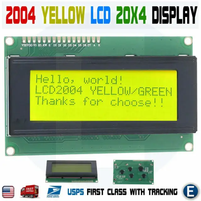 LCD 2004 Yellow 20x4 LCD2004 Character Module Display Screen For Arduino HD44780