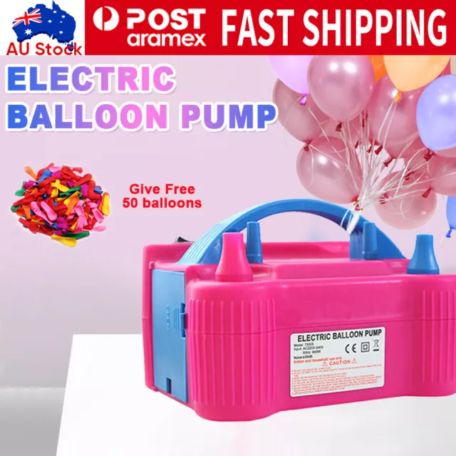 Electric Balloon Pump Ballon Inflator 600W Power 2 Nozzles Portable AU Plug Air