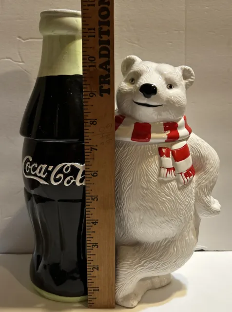 Vintage 1998 Polar Bear & Coca-Cola Soda Bottle Ceramic Cookie Jar