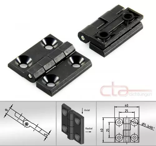 Scharnier Anschraubscharnier Türband Beschlag Hinge Kunststoff 50x50 mm 1C56-U31