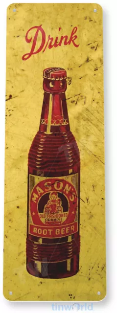 TIN SIGN Masons Root Beer Retro Cola Soda Cola Drink Kitchen Rustic Metal B575