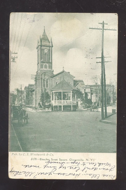Gloversville New York Ny Bleeker Street Downtown Scene Vintage Postcard