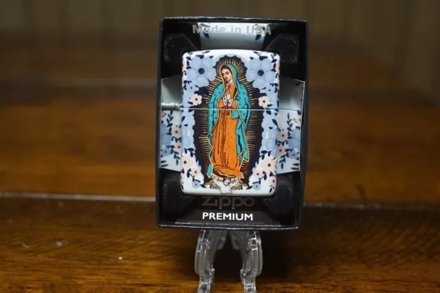 Virgin Mary Madonna Cross Flowers 540 Design Zippo Lighter Mint In Box