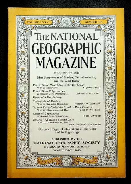 National Geographic Magazine December 1939 NO MAP Coca Cola Coke Santa Print Ad