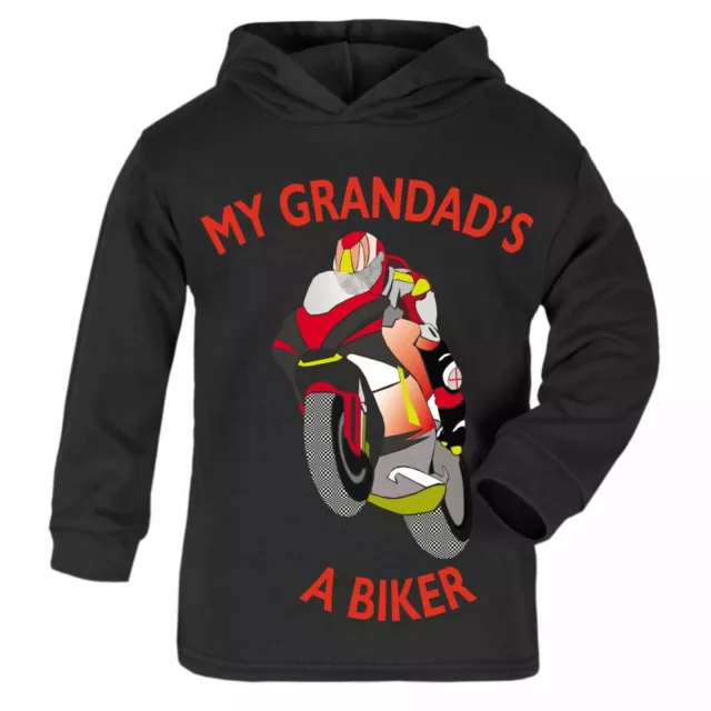 My Grandad a biker sports motorcycle toddler kids children black hoodie