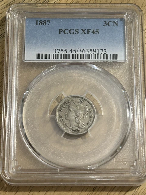 1887 Three Cent Nickel 3CN PCGS XF45 1887 Three Cent Nickel 3CN PCGS XF45