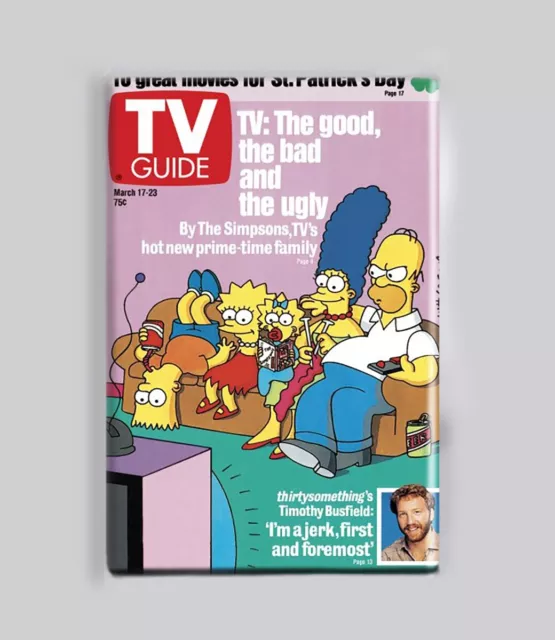 THE SIMPSONS - COUCH / TV GUIDE - 2"x3" POSTER MAGNET retro vintage 90s show