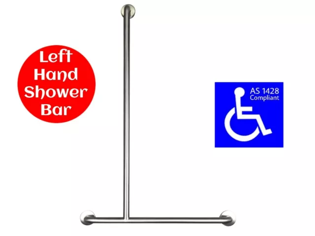 SHOWER GRAB BAR T for LEFT HAND HANDICAP HANDRAIL SAFETY RAIL AS1428.1