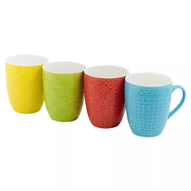 240ml or 380ml Assorted Patterned Colour Porcelain Tea Coffee Mugs Cups Set of 4