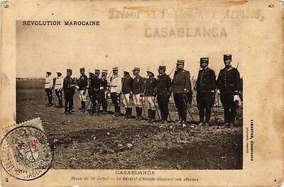CPA MAROC M.REGNAULT ET LES GENERAUX LYAUTEY ET D'AMADE ARRIVANT DU BOUCHERON 