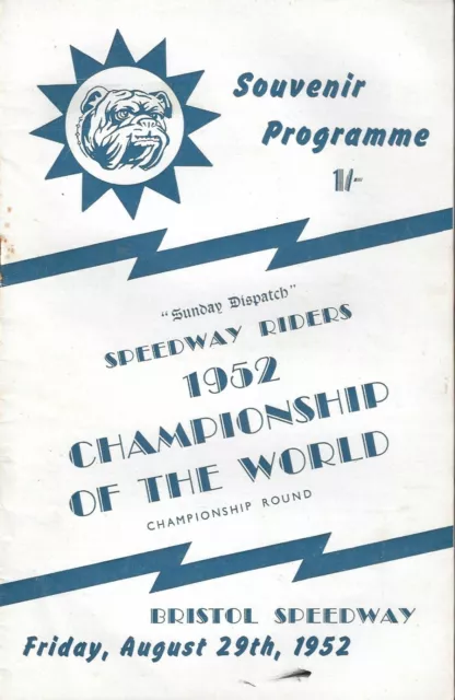 1952 Bristol : W.C.Q.R. Speedway Programme (29/8/52)