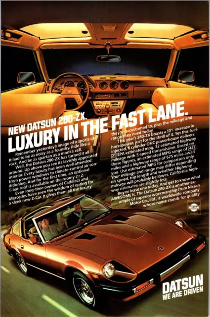 1981 Datsun 280-ZX, Interior View, T-Tops, Luxury, 1981 Nat Geo VTG Print Ad
