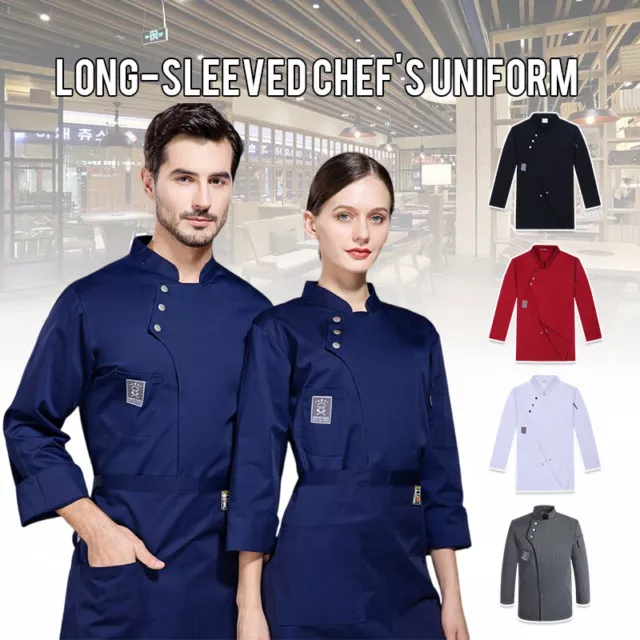 Unisex Chef Jacket Coat Uniform Kitchen Long/Short Sleeve Cooking Restaurant Top