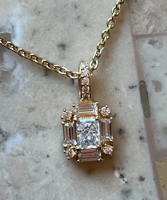 Nadri Gold tone CZ Pendant Necklace NWT