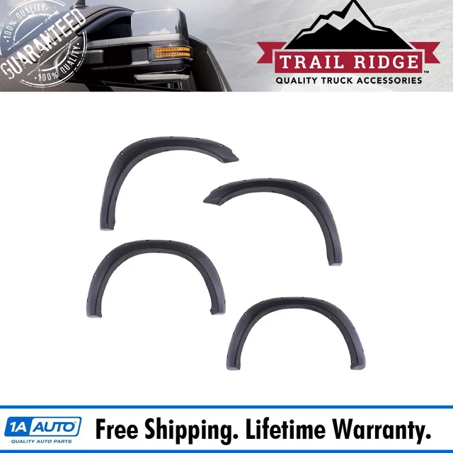 FENDER FLARE KIT Bolt On Pocket Rivet Style Smooth Set of 4 for Ram