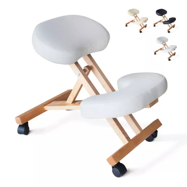 Chaise de bureau en bois orthopédique tabouret suédois ergonomique pour le dos B