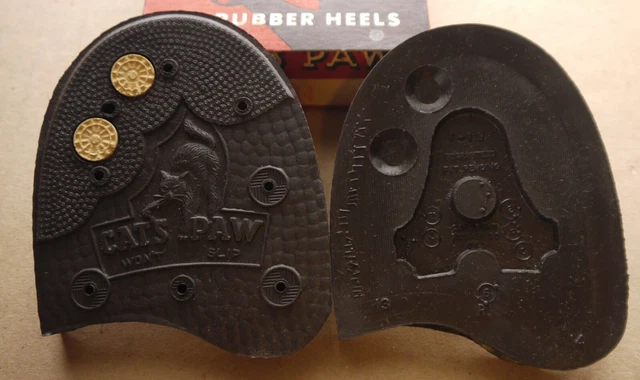 Vintage CAT'S PAW RUBBER HEELS Neutral Orthopedic Half 13-14 Non-Slip Twin-Grip