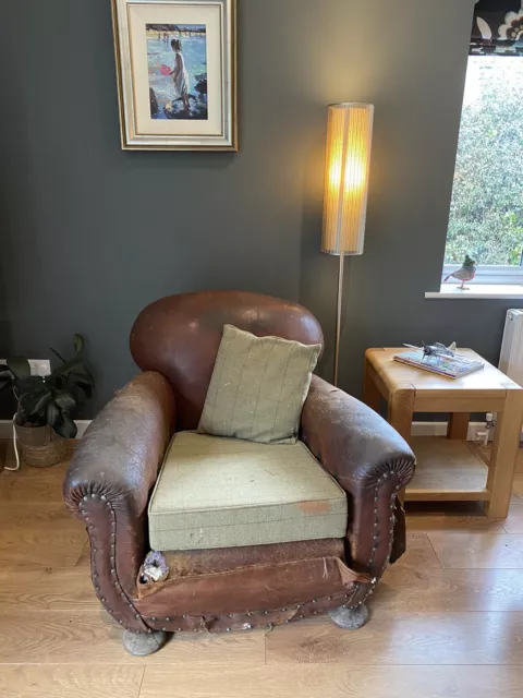 Antique Leather Club Chair. Stunning Armchair.