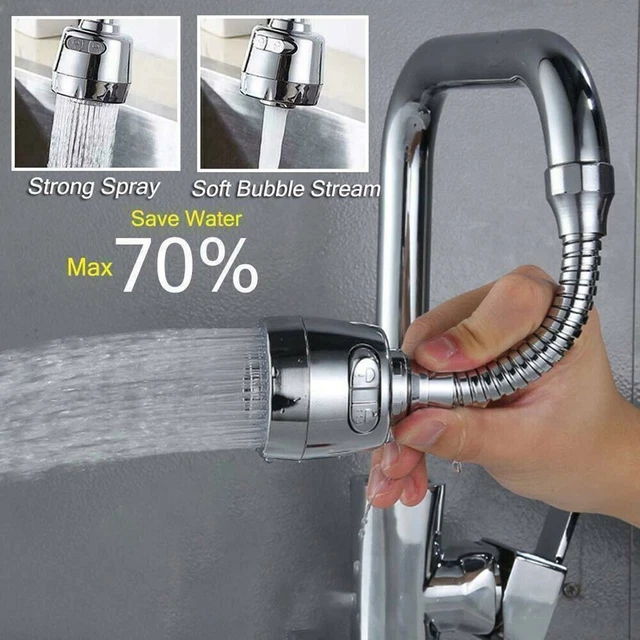Grifo Extensor Difusor Giratorio Acero Inoxidable Filtro Grifería Cocina 360 Grados