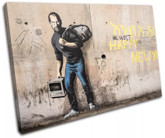 Steve Jobs Banksy Banksy Street SINGLE CANVAS WALL ART Picture Print