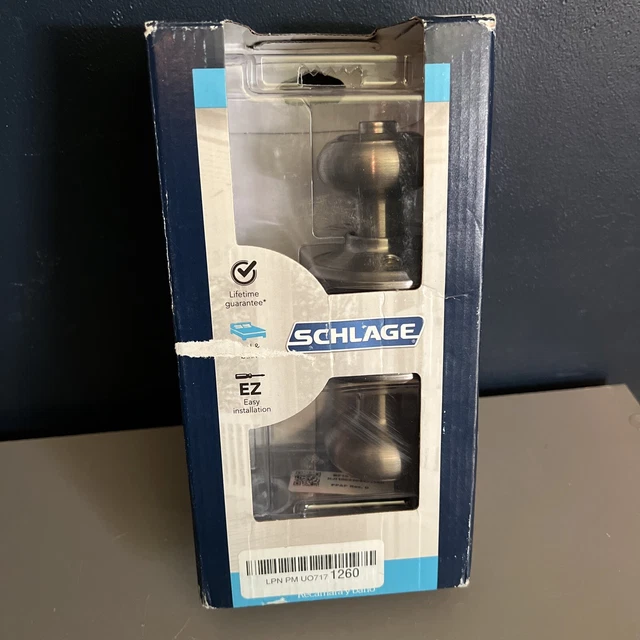 SCHLAGE F40V GEO 619 Georgian Door Knob, Bed & Bath, Privacy Lock - Satin Nickel