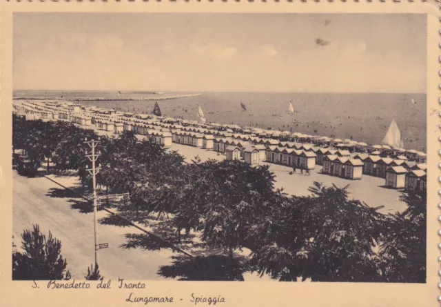 C16932-Marche, S. Benedetto Del Tronto, Lungomare Spiaggia,Ed. Marchegiani, 1951