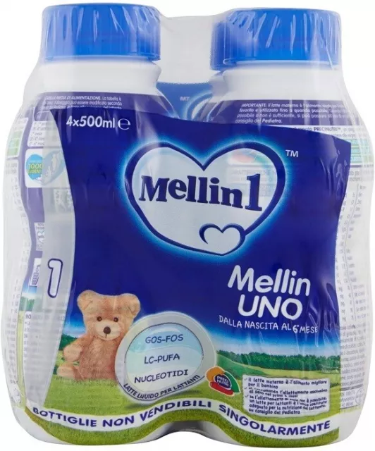 MELLIN LATTE 1 Liquido per Neonati Confezione da 4 Bottiglie da