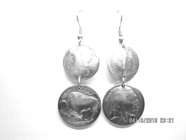 Silver Mercury dime & antique nickel earrings-history!
