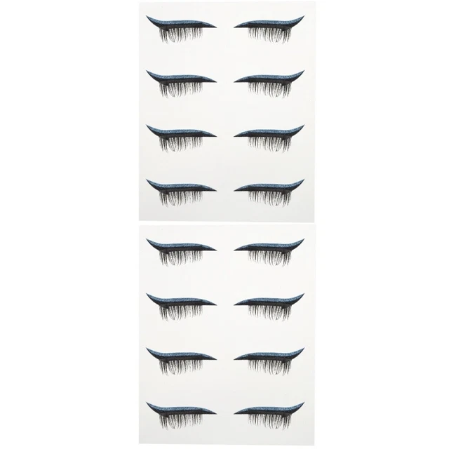 8 PAIRS FALSE Eyelashes Makeup Sticker Eyeliner Strips Glitter Stickers
