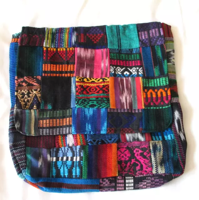 Messenger Bag Patch Work Striped Guatemala Fabric Cotton New Handmade Huipil #CC