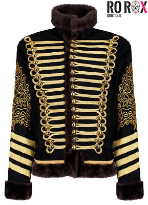 Hussar Military Jacket Jimi Hendrix Inspired Parade Drummer Officer Faux Fur