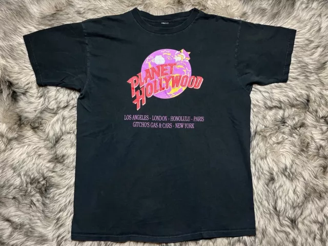 Vintage 90s Planet Hollywood Black T-Shirt Adult Size XL RARE
