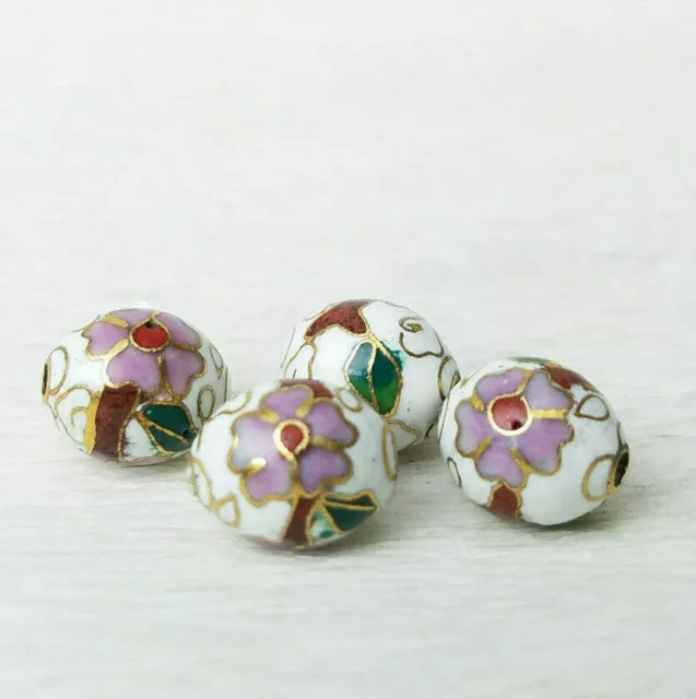 Vintage Floral Cloisonne Enamel Beads Your choice of Design Size Color 3