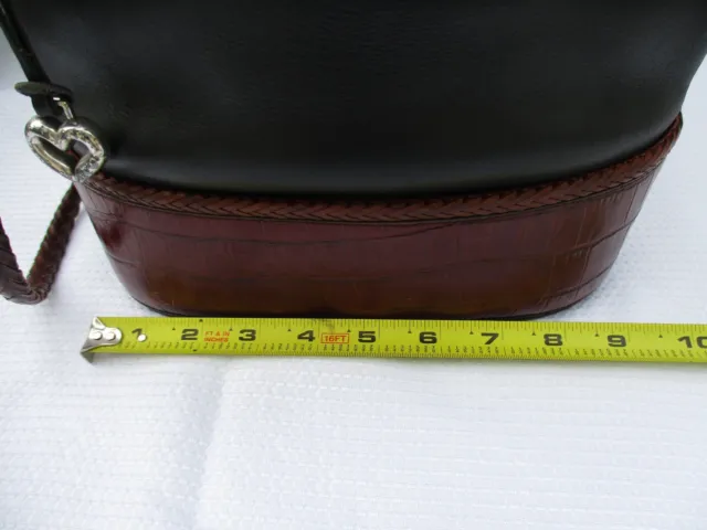 VTG Brighton Embossed Brown Leather Croc Shoulder Bucket Handbag Tote Purse Bag 3