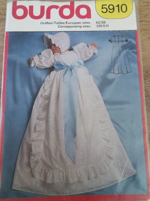 5910 PATRON BURDA Creations Robe De Bapteme Et Bonnet A Mois