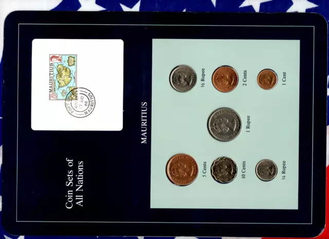 Coin Sets of All Nations Mauritius 1978 UNC 1/4,1/2,1 Rupee 10,5,2,1 Cents