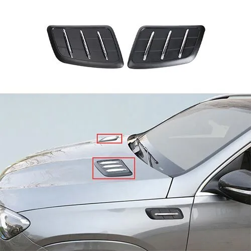 2X Front Hood Vented Bonnet Cover Trim Black ABS Fit For Benz 2020-2022 GLE GLS