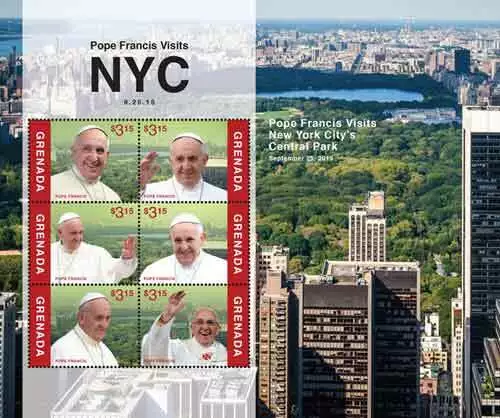 Grenada - 2015 - Pope Francis Visits NYC - Sheet Of 6 - MNH