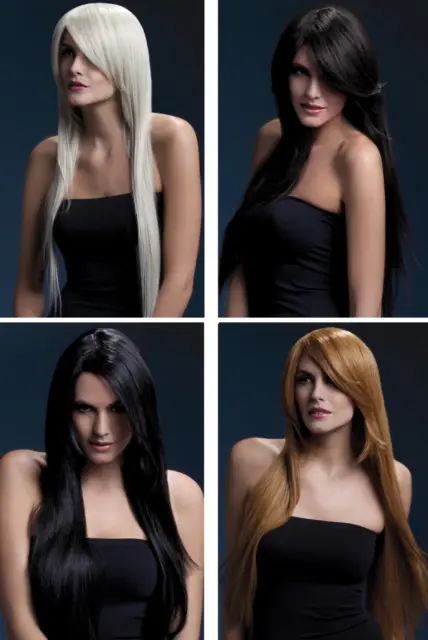NEW Fever Long Straight Fringe Realistic Wig 28" Amber - Ladies Fancy Dress