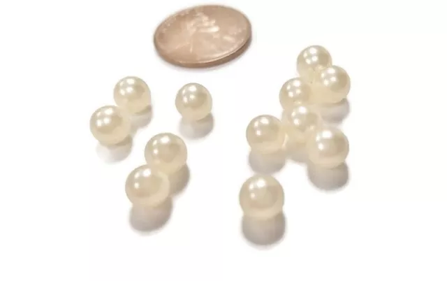 50 Vintage Pearl Acrylic 6mm Round No Hole Bead Balls - DIY Jewelry Repair E411