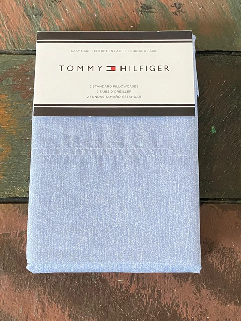 Tommy Hilfiger Denim Blue Cotton Blend STANDARD Pillowcase Set 2pc